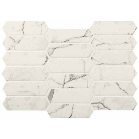 Msi Statuario Celano Picket SAMPLE Glass Mesh-Mounted Mosaic Tile ZOR-MD-0314-SAM